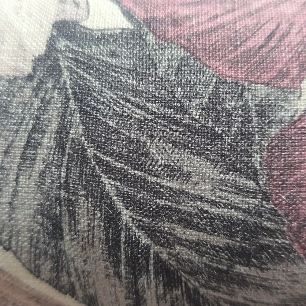 CB2 Eden Off White and Smoked Mauve Linen King Duvet Cover, Ratail $329.00 UAD